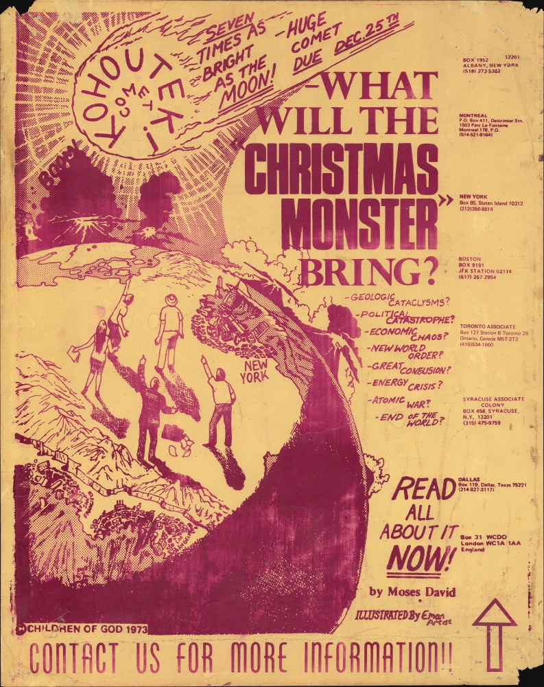 1973 Screenprinted Children of God Doomsday Comet Kohouteki Broadside