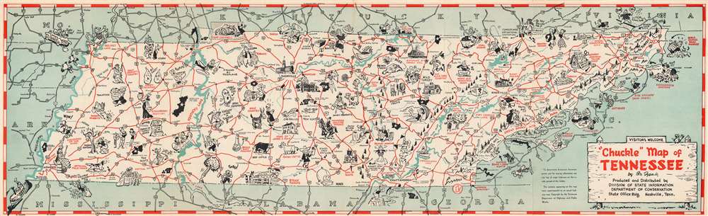 'Chuckle' Map of Tennessee. - Main View