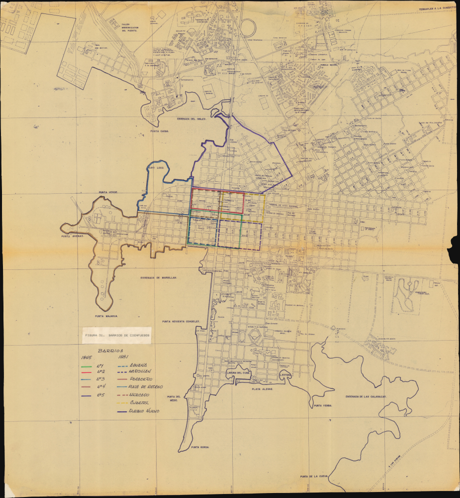 1980 Urban Planning Map of Cienfuegos, Cuba
