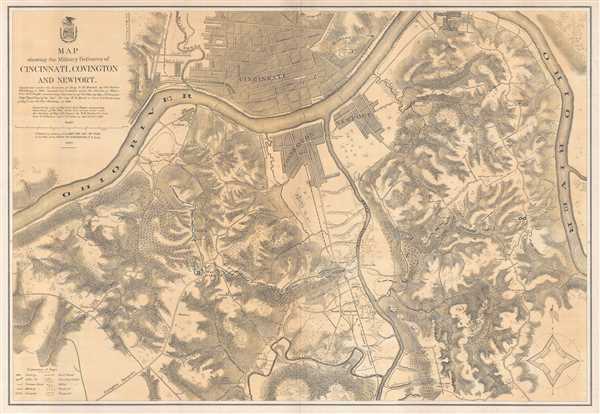 Map showing the Military Defences of Cincinnati, Covington and Newport. - Main View
