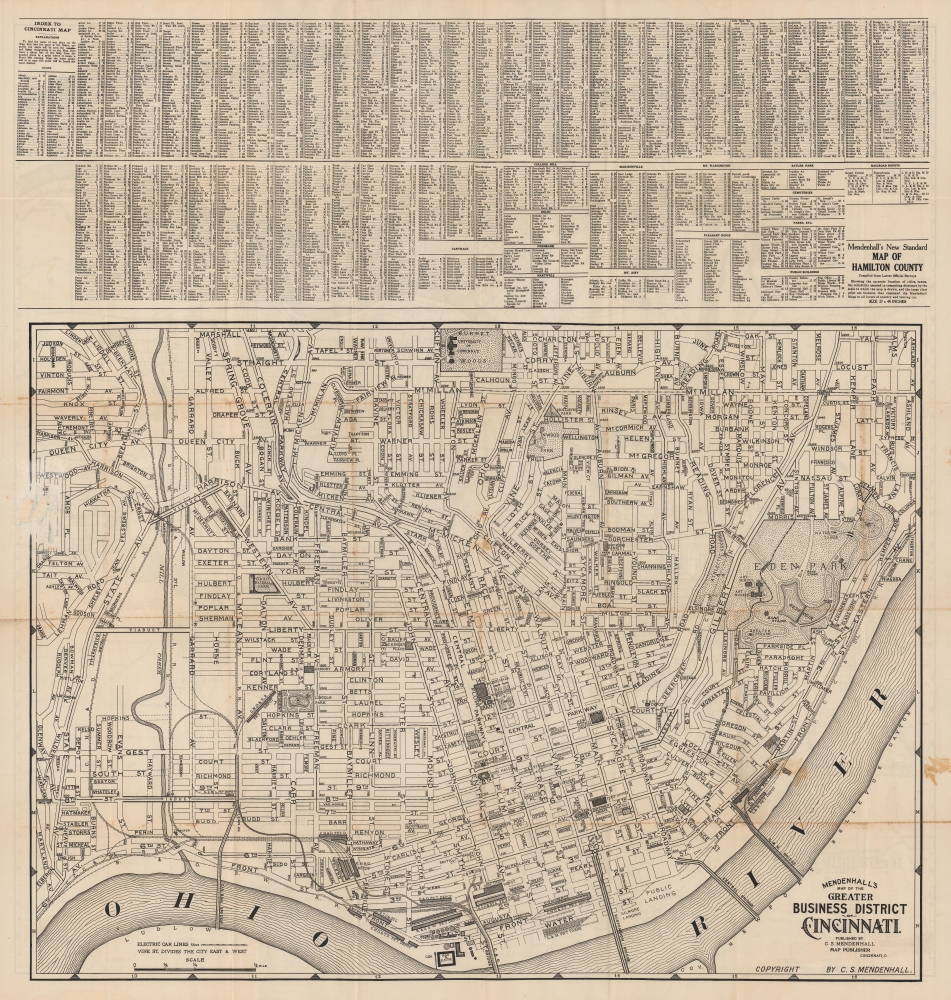 Mendenhall's standard guide map of Cincinnati : accompanied by new ready reference street index. - Alternate View 2