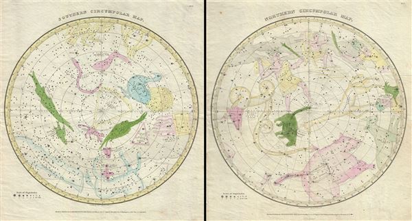 1833 Burritt - Huntington Map of the Constellations of the 2 Hemispheres