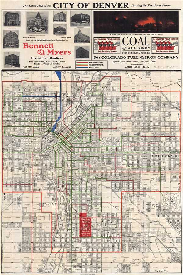 The Latest Map of the City of Denver Showing the New Street Names. - Main View