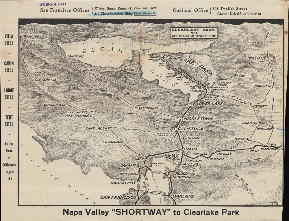 1927 Nahl View of Napa Valley and Clearlake Region, Northern California