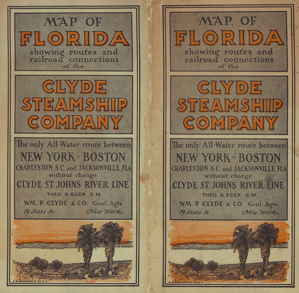 The Clyde Steamship Co. Map of Florida Showing Routes and Railroad Connections. - Alternate View 1