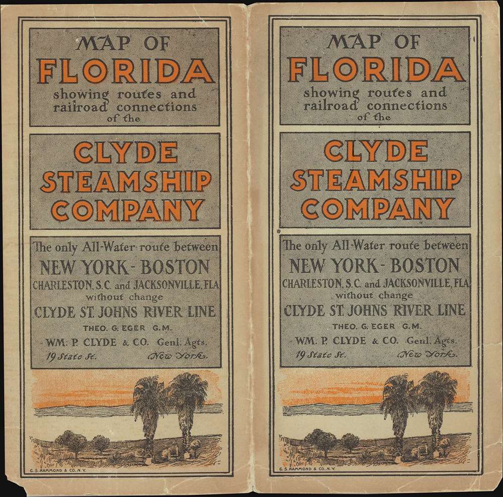 The Clyde Steamship Co. Map of Florida Showing Routes and Railroad Connections. - Alternate View 1