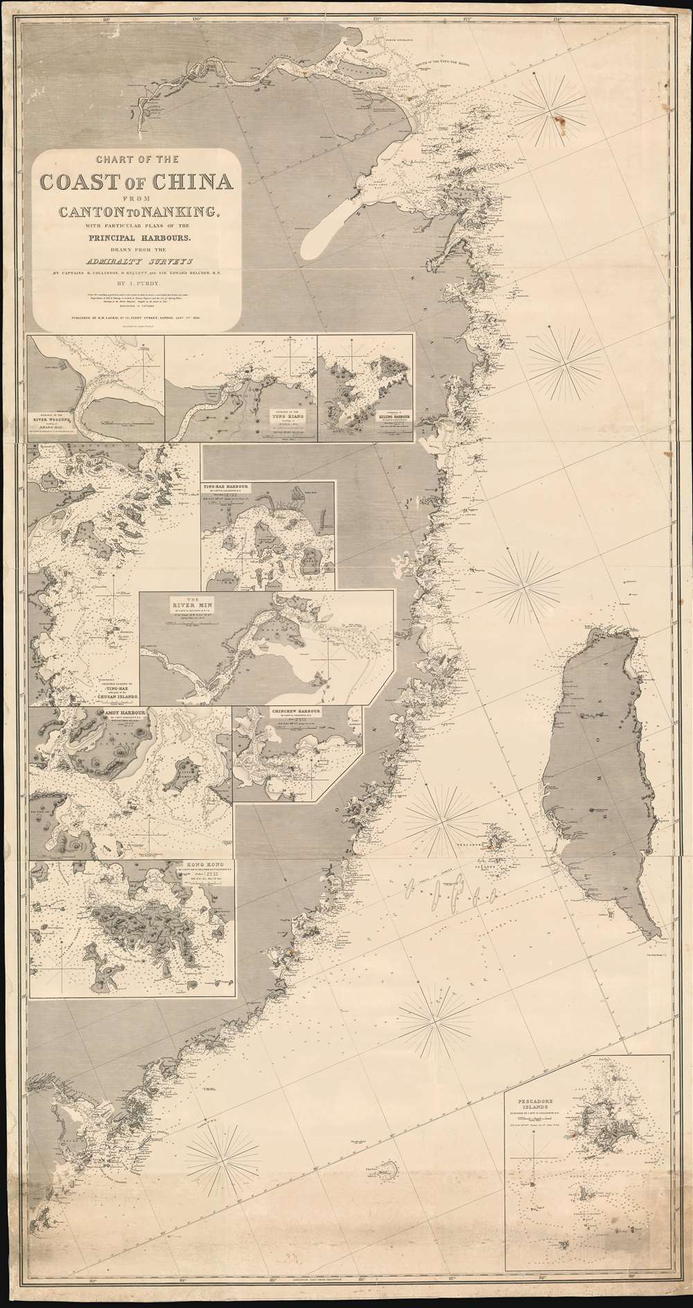 Chart of the Coast of China from Canton to Nanking, with particular plans of the principal Harbors, Drawn from the Admiralty Surveys by Captains R. Collinson, H. Kellett and Sir Edwad Belcher, R. N. - Main View