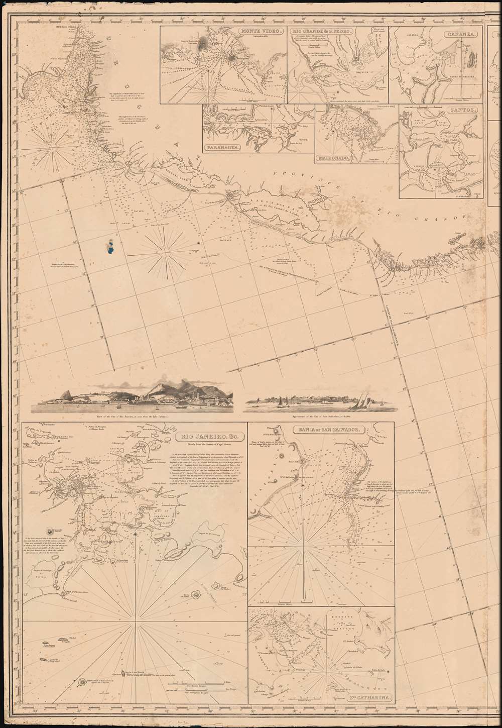 General Chart of the Coasts of Brazil, and c. From the River para to Buenos-Ayres; with Particular Plans of the Harbours. - Alternate View 2