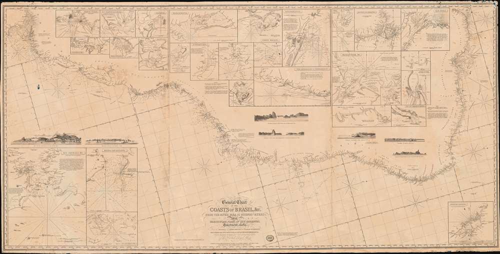 General Chart of the Coasts of Brazil, and c. From the River para to Buenos-Ayres; with Particular Plans of the Harbours. - Main View