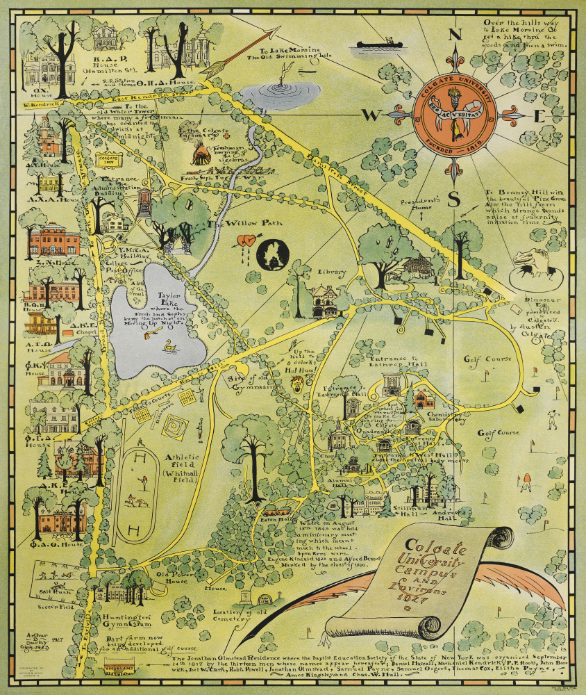 1927 Suchy Pictorial View of Colgate University Campus, Hamilton, New York