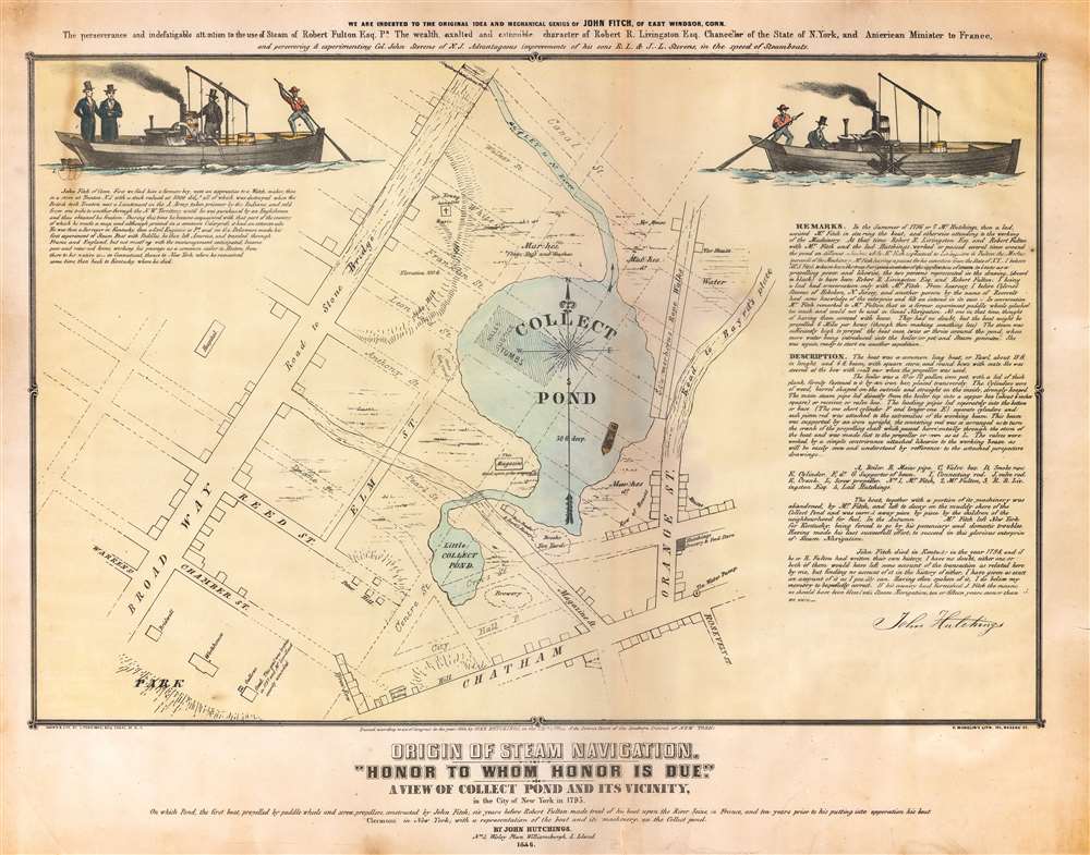 Origin of Steam Navigation. 'Honor to whom Honor is due.' A View of Collect Pond and its Vicinity in the City of New York in 1793. - Main View