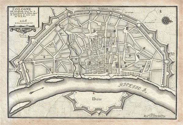 1705 Nicholas de Fer Map of Cologne, Germany