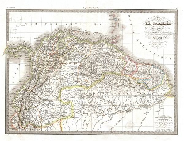 Carte de Colombie et des Guyanes. - Main View