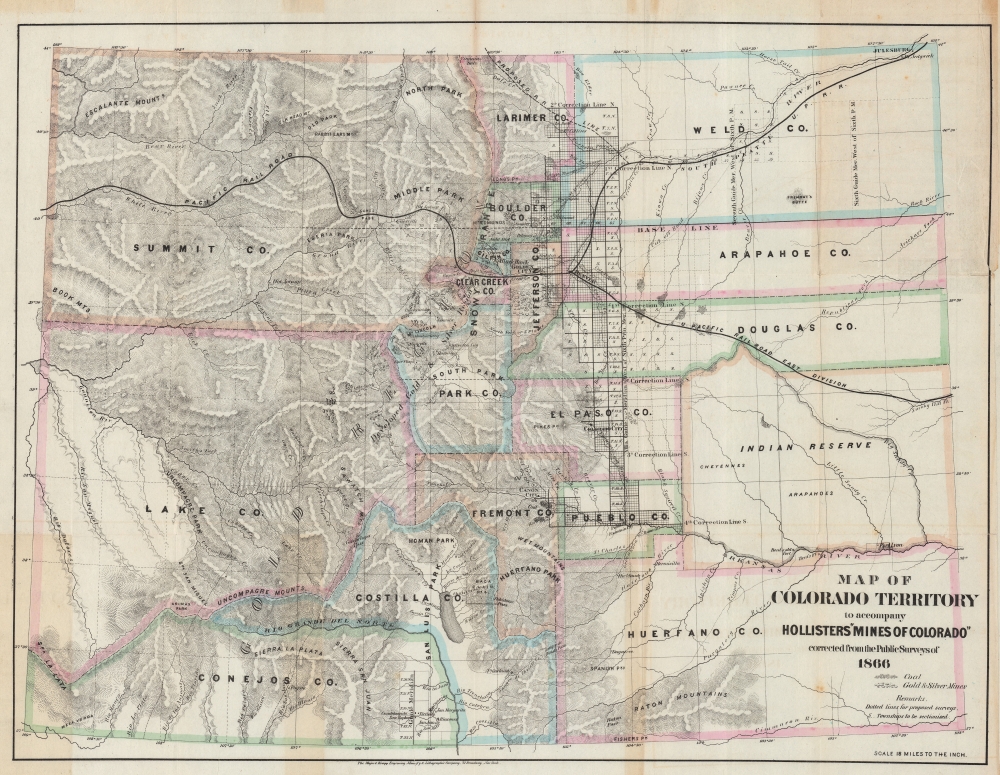 Map of the Colorado Territory to accompany Hollister's 'Mines of Colorado' corrected from the Public Surveys of 1866. - Main View