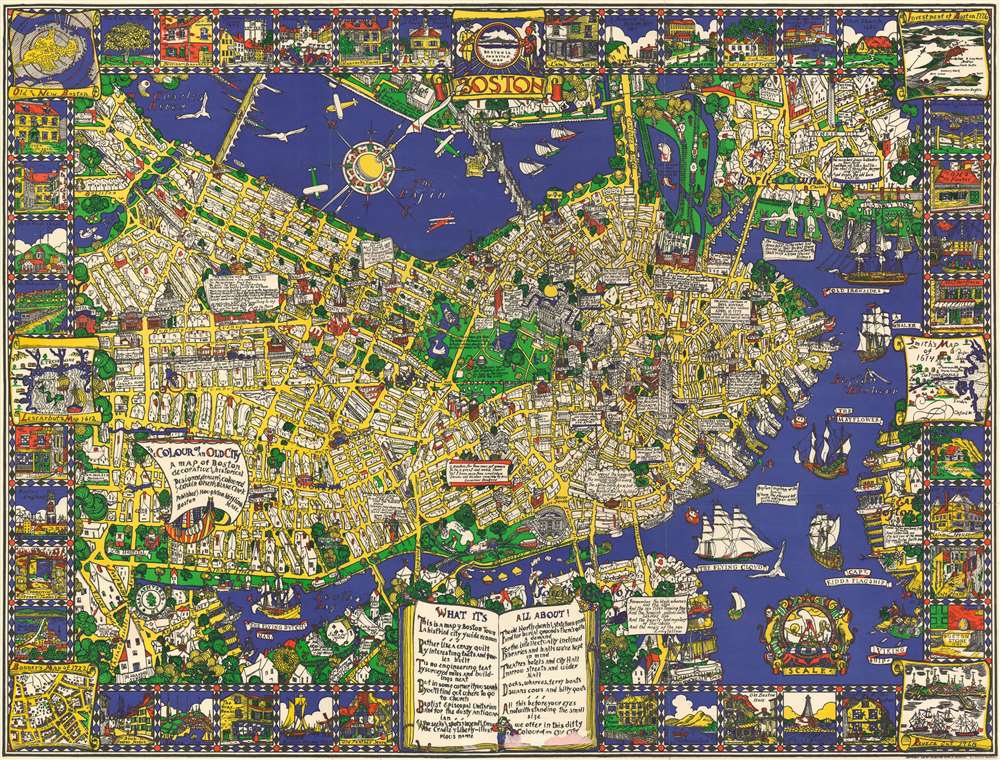 The Colour of an Old City A Map of Boston decorative and historical. - Main View
