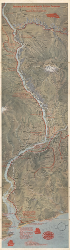 Spokane, Portland and Seattle Railway Company Air View of the Columbia River Scenic Route. - Main View