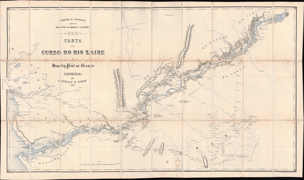 1883 Comissão Map of the Congo River: Capelo-Ivens Expedition