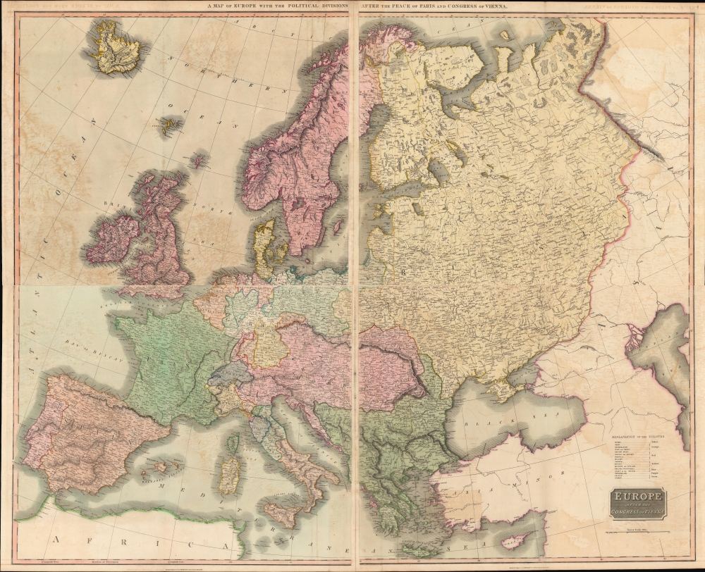 A Map of Europe with the Political Divisions after the Peace of Paris and Congress of Vienna / Europe after the Congress of Vienna. - Main View