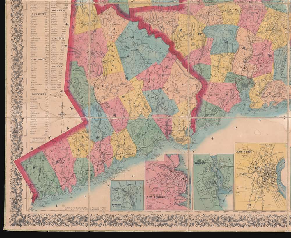 Clark and Tackabury's New Topographical Map of the State of Connecticut. - Alternate View 4