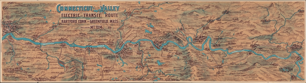 1905 Sherman / Ottmann Bird's Eye View of Connecticut Valley