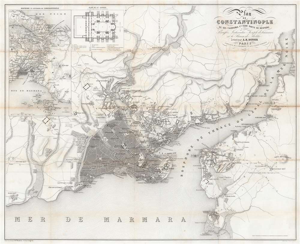 Plan de Constantinople de ses Faubourgs et d'une partie du Bosphore d'après Kauffor, Lechevalier, Joseph de Hammer et le Baron de Moltke. - Main View