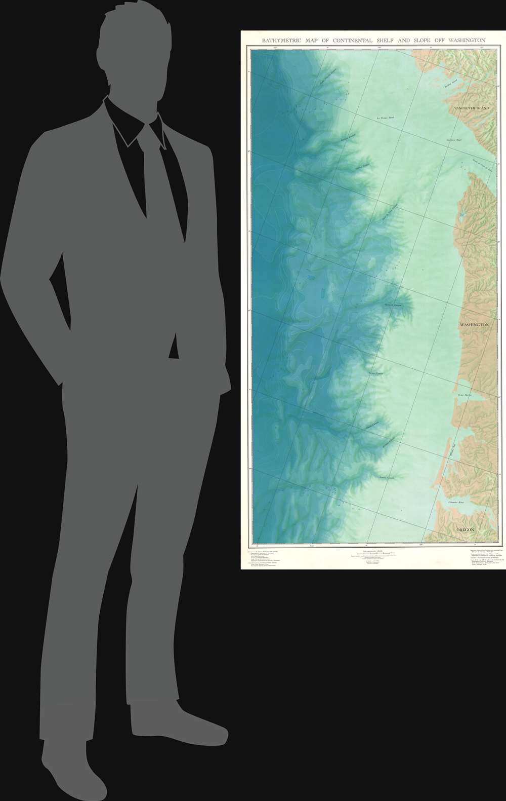 Bathymetric Map of Continental Shelf and Slope Off Coast of Washington. - Alternate View 1