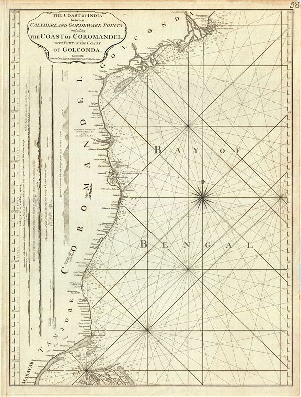 The Coast of India between Calymere and Gordeware Points, including the Coast of Coromandel, with part of the Coast of Golconda. - Main View