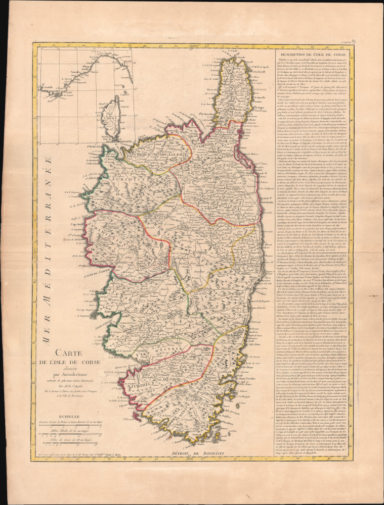 1768 Angelo Map of Corsica, Era of the Corsican Revolution / Republic