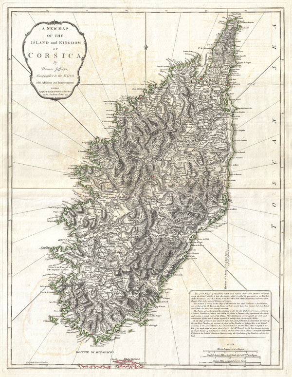 A New Map of the Island and Kingdom of Corsica. - Main View