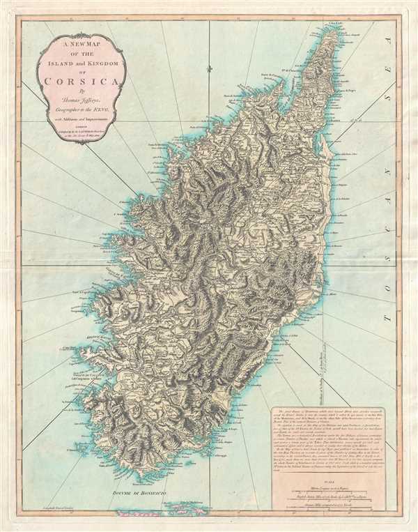 A New Map of the Island and Kingdom of Corsica. - Main View