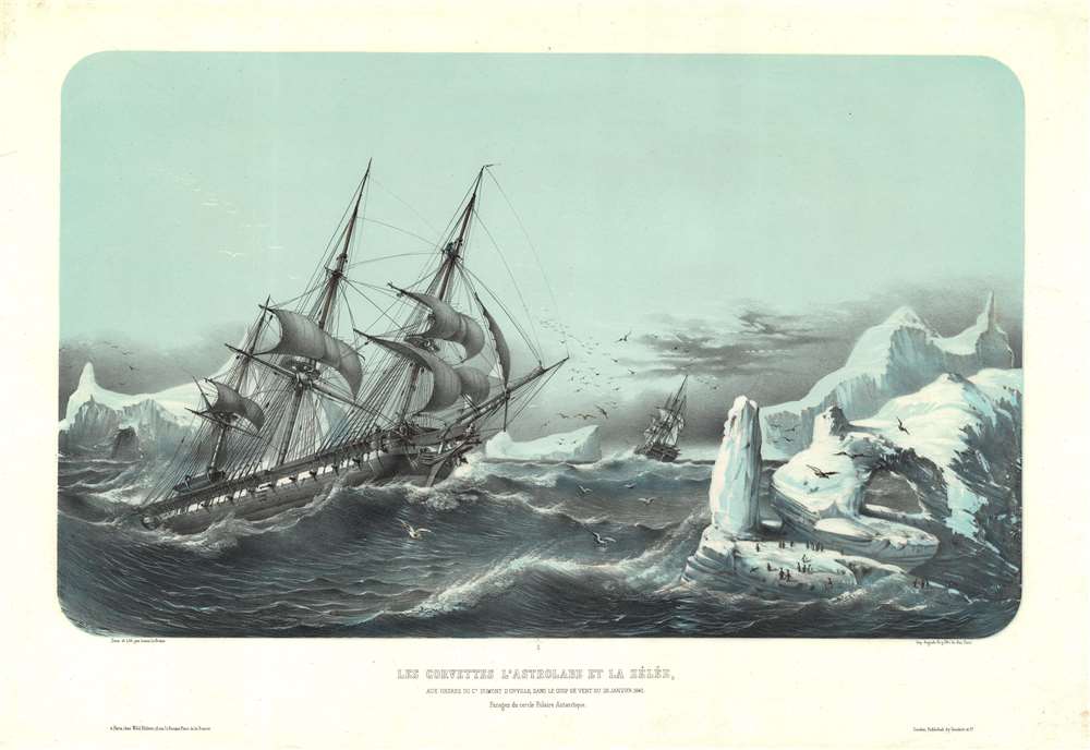 Les Corvettes L'Astrolabe et la Zélée, aux ordres du Ct. Dumont D'Urville, dans le coup de vent du Janvier 1840. Parages de cercle Polaire Antarctique. - Main View