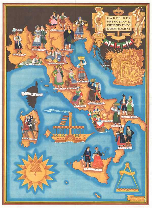 Carte des Principaux Costumes Populaires Italiens. - Main View