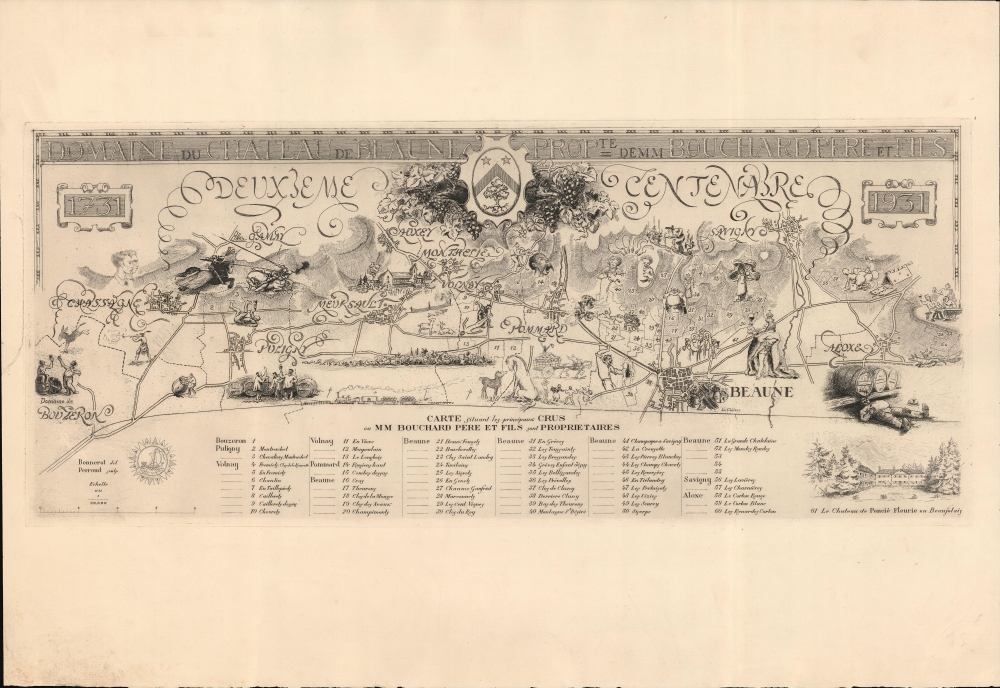 Domaine du chateau de Beaune Propte. de MM Bouchard père et fils / Carte situant les principaux crus où MM Bouchard père et fils sont proprietaires. - Main View