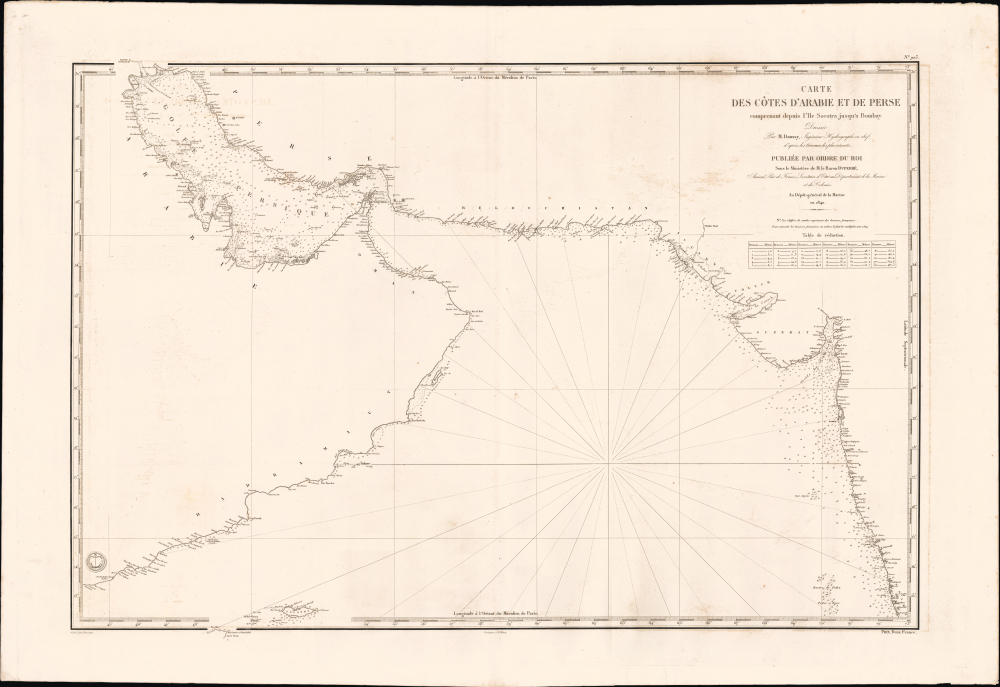 1840 Depot de la Marine Chart of Northern Arabian Sea, Persian Gulf