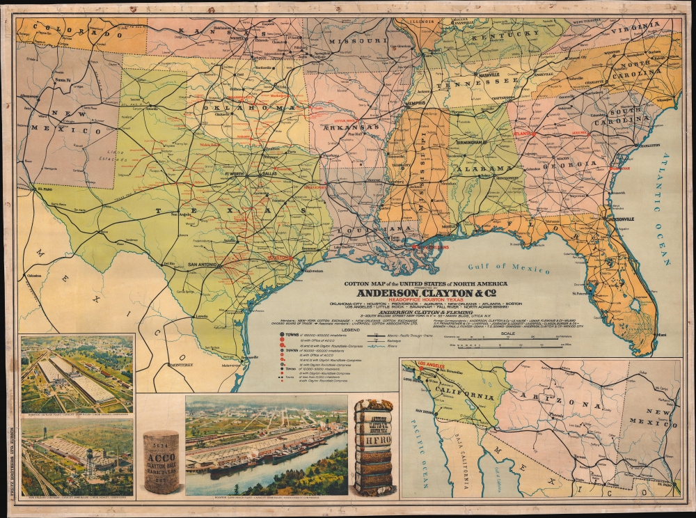 1920s Anderson, Clayton and Co. Railroad Map of the Southern United States