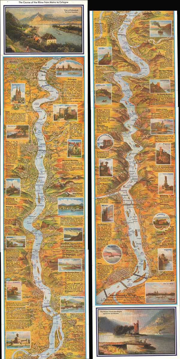 1960 Hoursch and Bechstedt Panorama Map of the Course of the Rhine River