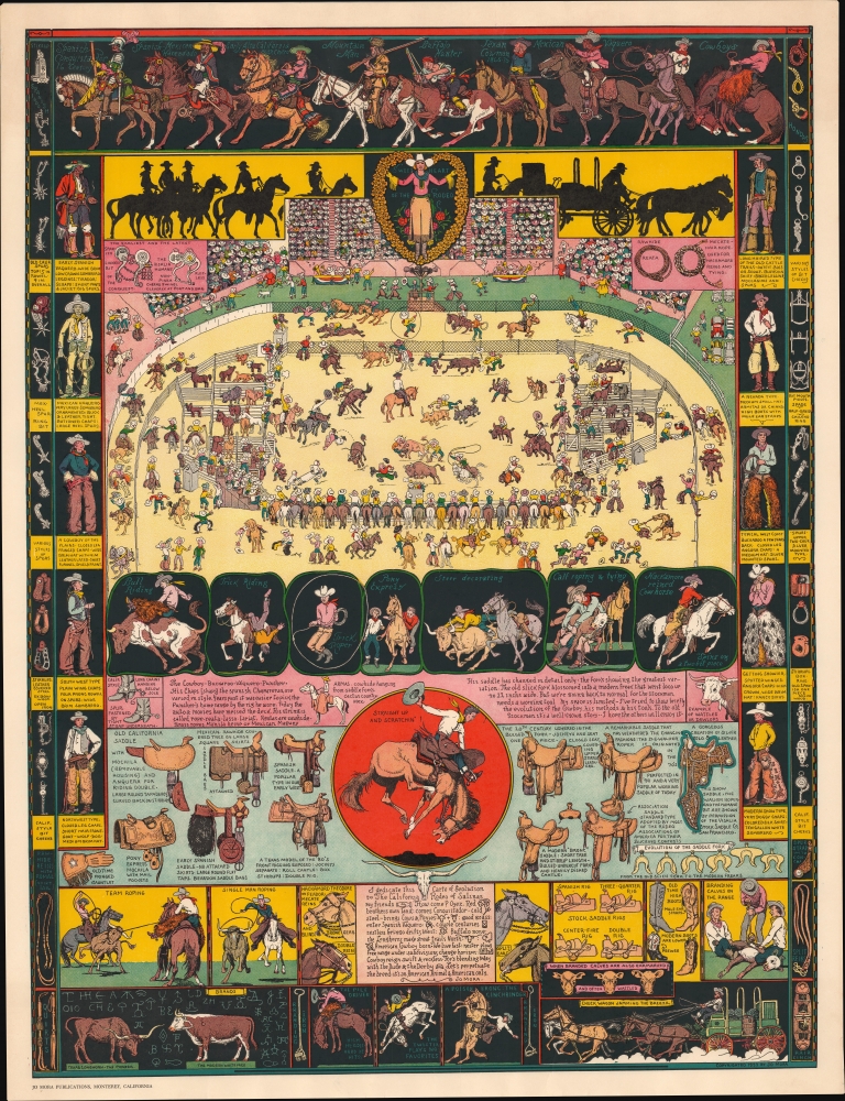 1941 Jo Mora Evolution of the Cowboy Life Rodeo Graphic Poster