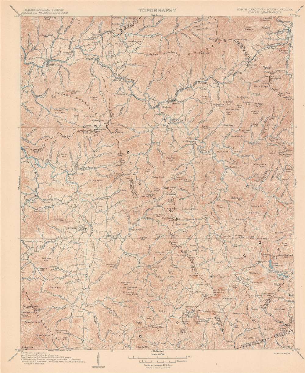 Topography. North Carolina - South Carolina. Cowee Quadrangle. - Main View