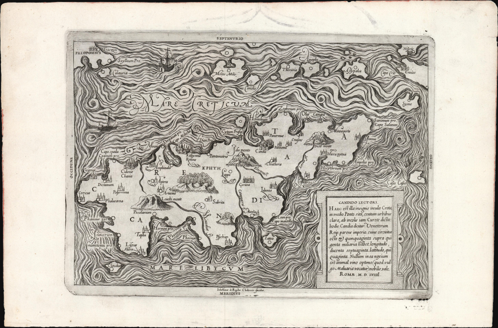 1559 Sebastiano di Re Map of Crete after Sophianos