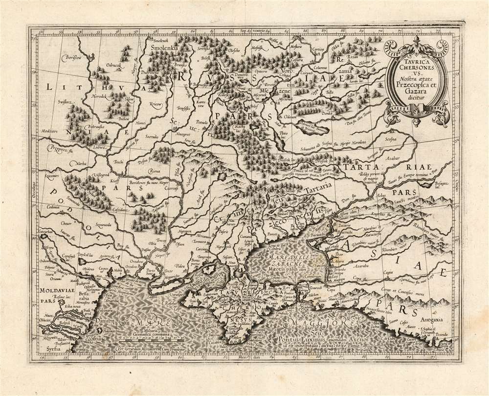 1595 Mercator Map of the Black Sea Coast of Russia