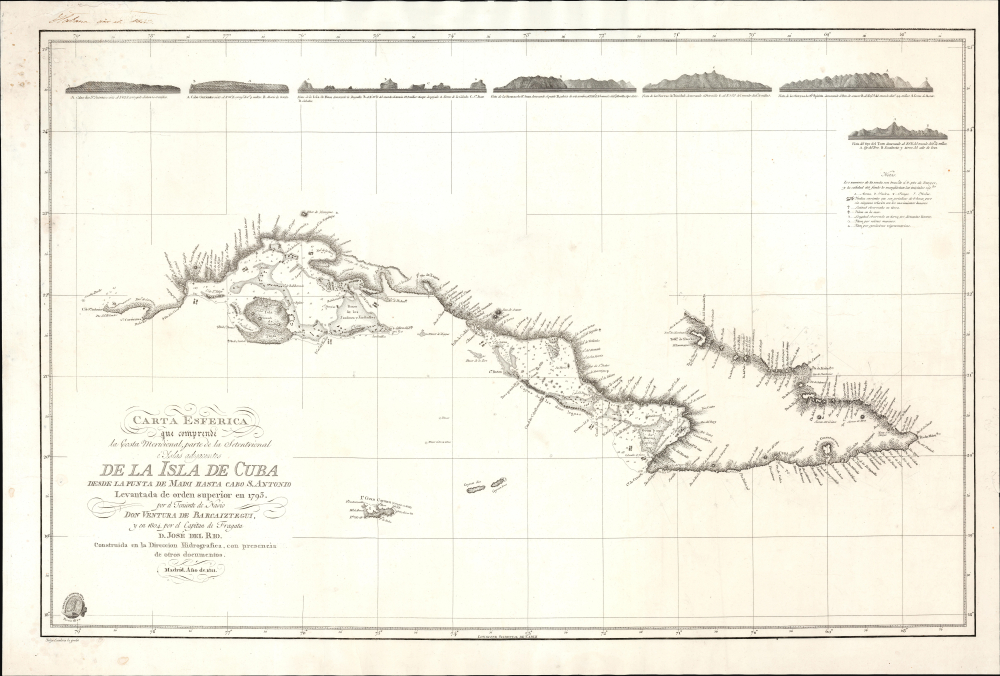 1821/ 1828 Direccion Hidrografia Chart of Cuba and the Cayman Islands