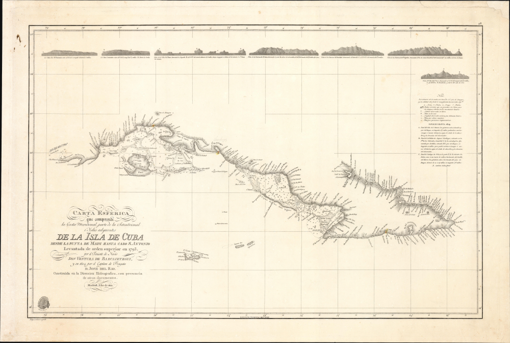 1821 Direccion Hidrografia Chart of Cuba and the Cayman Islands