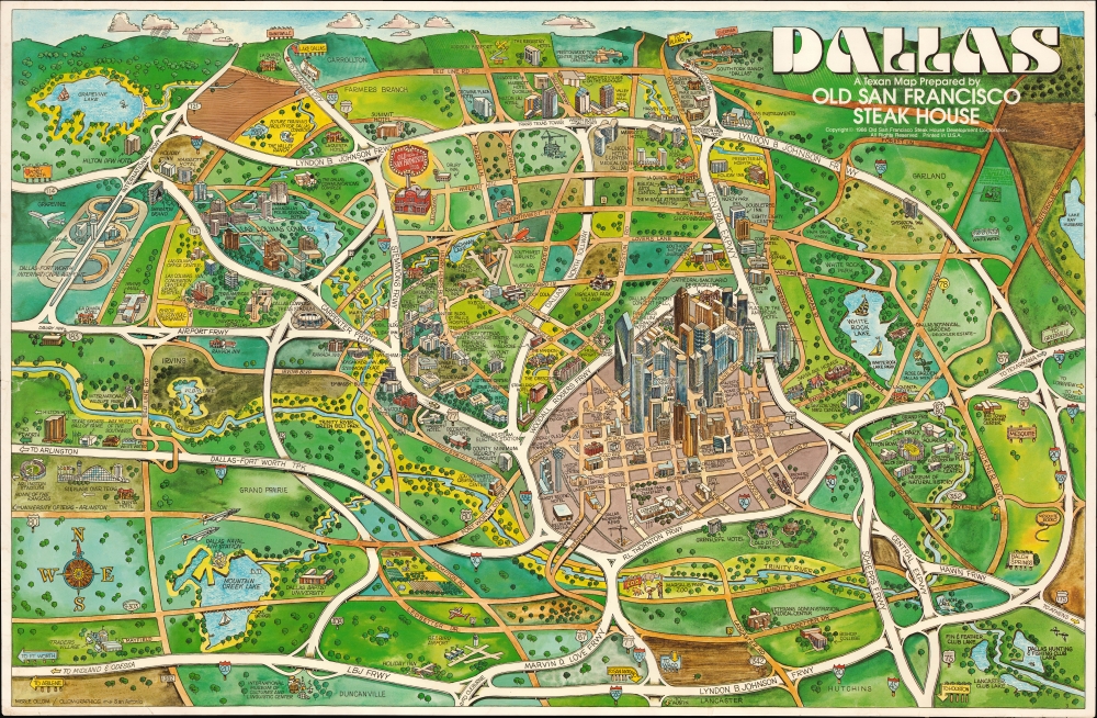 Dallas A Texan Map Prepared by Old San Francisco Steak House. - Main View