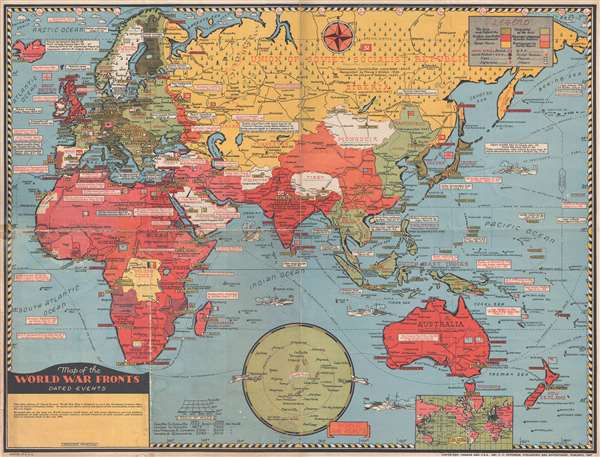 Map of the World War Fronts. Dated Events. - Main View