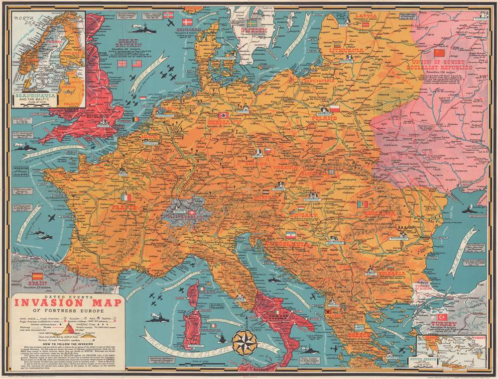 Dated Events Invasion Map of Fortress Europe. Seventh Edition. - Main View