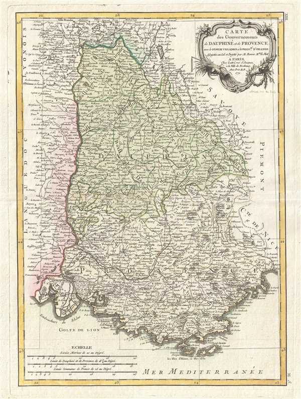 Carte des Gouvernements de Dauphiné et de Provence avec le Comtat Venaissin et la Princte. D'Orange. - Main View