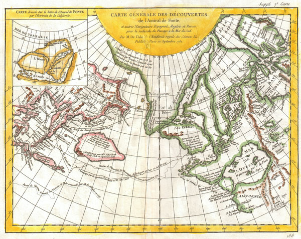 Carte Generale des Decouvertes de l'Amiral de Fonte et Autres Navigateurs Espagnols, Anglois et Russes pour la Recherche du Passage a la Mer du Sud. - Main View