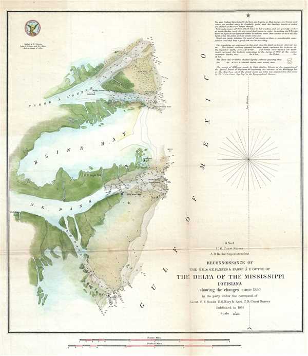 H No. 8 Reconnoissance of the N.E. and S.E. Passes and Passe A l'Outre of The Delta of the Mississippi Louisiana. - Main View