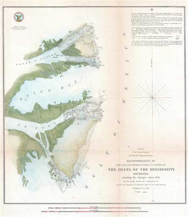 H No. 8 Reconnoissance of the N.E. and S.E. Passes and Passe A l'Outre of The Delta of the Mississippi Louisiana. - Main View