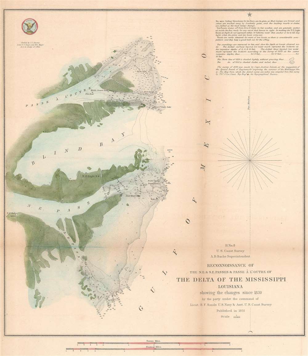 H No. 8 Reconnoissance of the N.E. and S.E. Passes and Passe A l'Outre of The Delta of the Mississippi Louisiana. - Main View